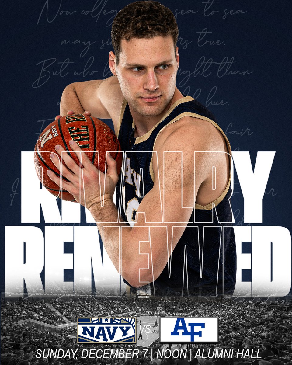 For the first time in more than 2 decades we will clash with our Service Academy rival Air Force🫡

We need you in Alumni Hall this Sunday!

🎟️ navysports.evenue.net/events/DH

#GoNavy // #BeatAirForce // #ExpectToWin