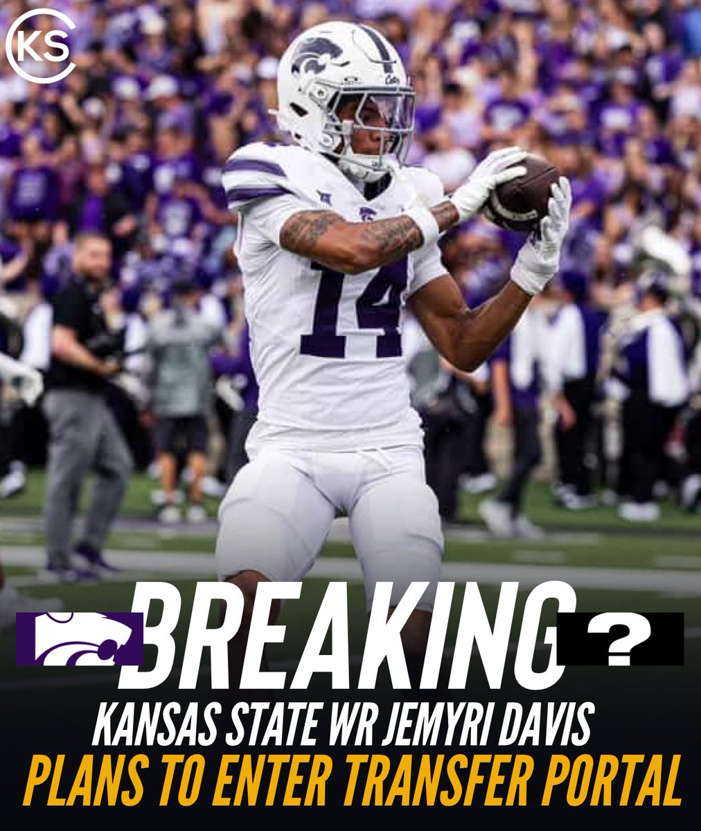 BREAKING: Kansas State WR Jemyri Davis plans to enter the transfer portal.

The former Trinity Valley CC standout (6’0”, 172) held notable JUCO offers from Florida Atlantic, Western Kentucky, and Troy before joining the Wildcats. Davis is a Fort Worth, Texas native.