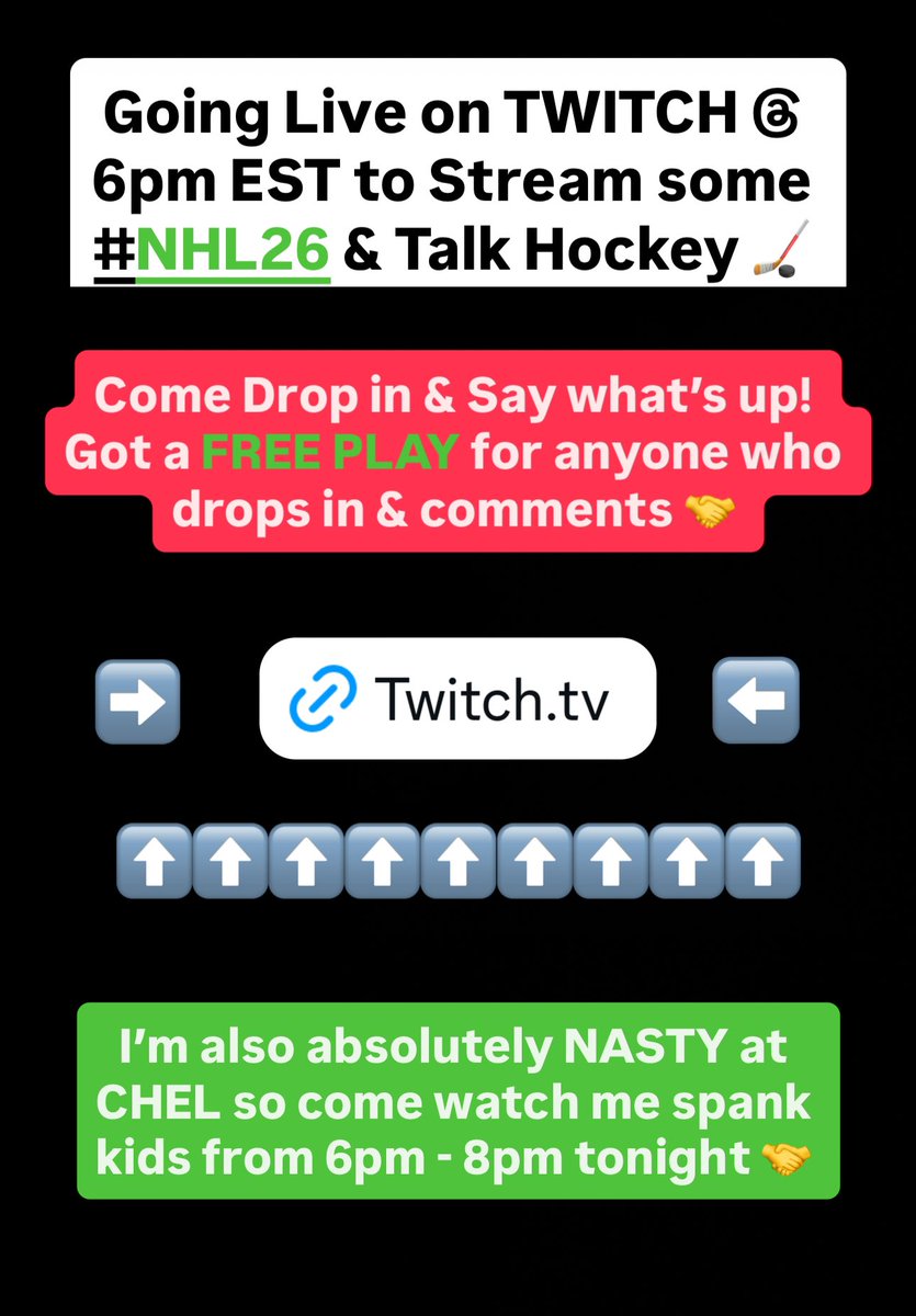 Going LIVE @ 6pm EST on <a href="/Twitch/">Twitch</a> to stream some #NHL26 

Twitch.tv/therealskian 

I am currently ranked #1 on NHL26 With a (418-80) Record! Come watch me whoop some butt! 

Twitch.tv/TheRealSkian

#NHL26 #NHL #StreamingNow #Streaming #Streamer #Twitch #NFL #xbox #parlay #mlb