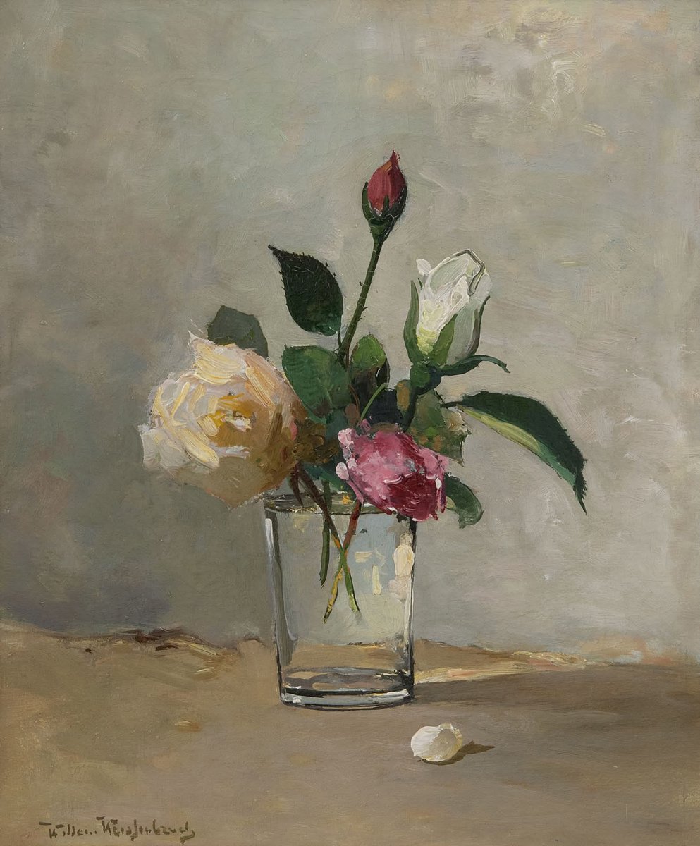 "He who is not happy with little will not be happy with much."
     ~Lao-Tsé .
🎨 by Willem  Weissenbruch (1864-1941, Duch) "Roses in a glass".