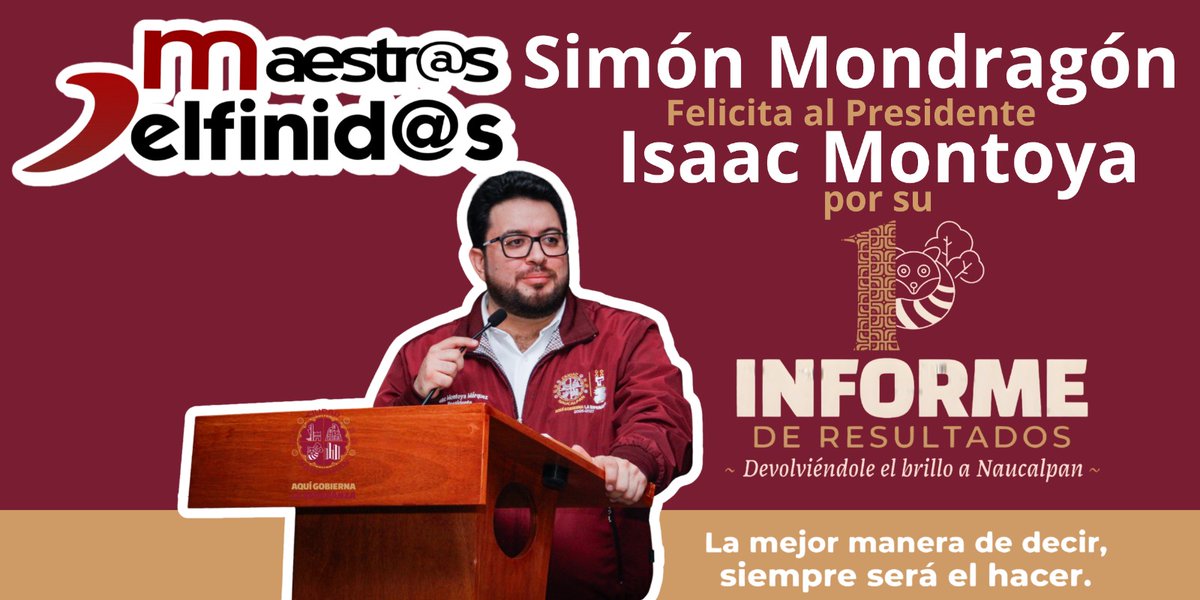 Delfinidos's tweet photo. Nuestro amplio  reconocimiento a @isaacsolar  por su 1er Informe de Gobierno. 

#MaestrosDelfinidos

#IMpulsandoLaTransformación

#CiudadNaucalpan

#NaucalpanSeTransforma 

#IsaacMontoya 

#SimónMondragón 

#NaucalpanSí https://t.co/SF0tz3D7cG