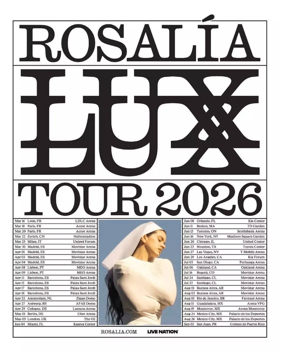 PoderNoticiaPue's tweet image. 🎤 Anuncia Rosalía “LUX TOUR” en México”

➡️ La cantante española #Rosalía confirmó su regreso a México con el LUX Tour 2026...

➡️ Entérate aquí: shre.ink/qon3

#PoderNoticiaPue #DondeTuVozSeEscucha