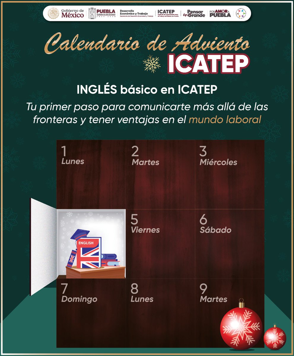 🎁✨ ¡Abrimos la cuarta cajita de nuestro Calendario de Adviento!

El Inglés Básico en #ICATEP te da un impulso real: mejora tu comunicación, amplía tus oportunidades y fortalece tu perfil profesional. 🌍📚

Comenta “Quiero capacitarme” para unirte a la dinámica y tener la