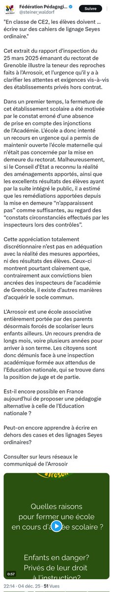 Bizarre cette phrase du rapport citée isolée et hors contexte... si le rapport est si aberrant pourquoi ne pas le rendre public ? 🤔
École #Steiner 
#anthroposophie
#DérivesSectaires