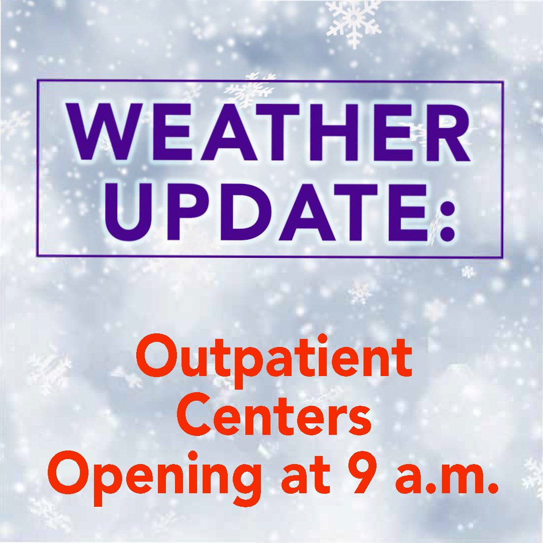 For the safety of our patients &amp; team members, all Sheltering Arms Institute outpatient locations will be opening at 9 a.m. on Friday, December 5. ❄️

📞 If your appointment is scheduled before 9 a.m., we will contact you to reschedule. Please call (804) 764-1000 for assistance.