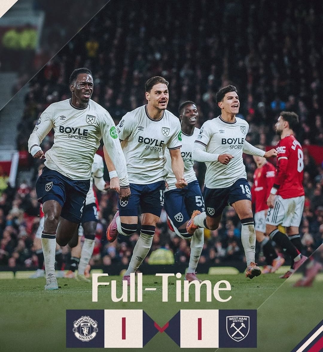 نتيجة مباراة #مانشستر_يونايتد_وست_هام
#مانشستر_يونايتد