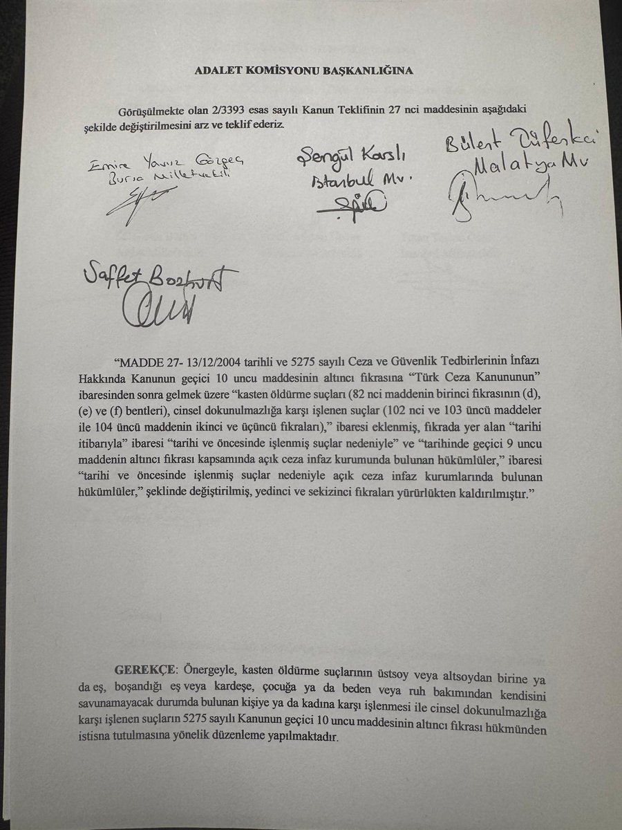 ÖZEL...

COVİD ÖNERGESİ

Alt soy ve üst soya, kardeşe, eşe, boşanılan eşe, kadına, çocuklara, beden veya ruh bakımından kendisini savunmayacak kişiye yönelik kasten öldürme, cinsel saldırı ile çocuğun cinsel istismarı suçları, 31 Temmuz 2023 ve öncesinde işlenen suçlardan
