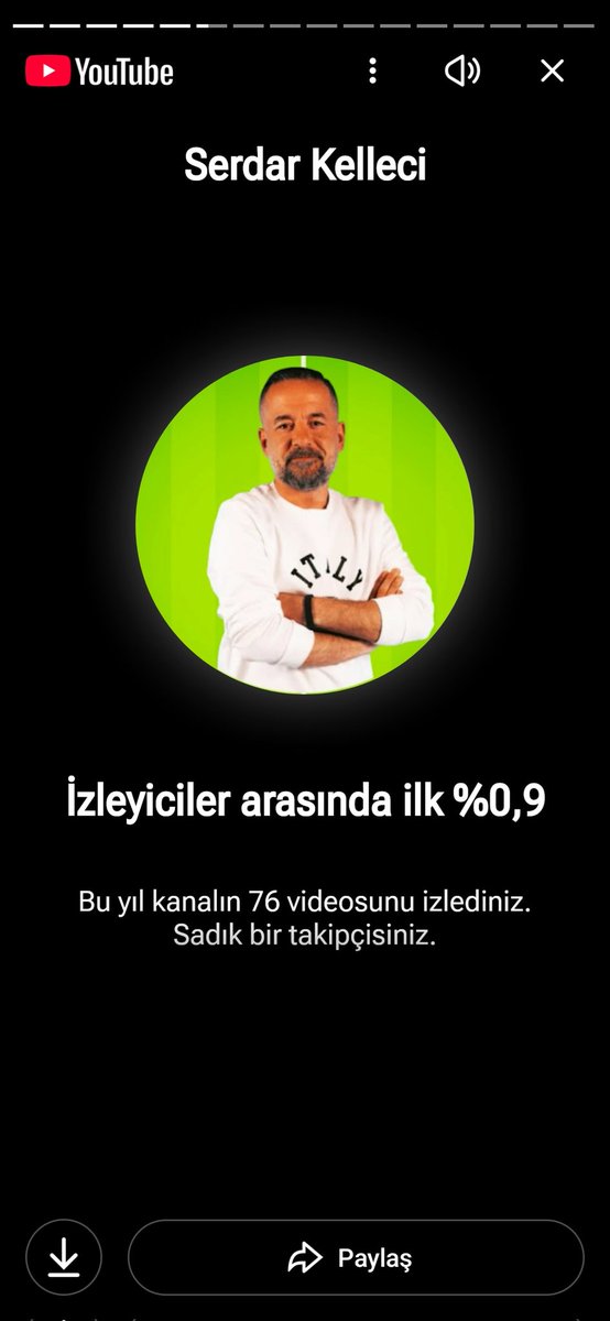 GalataFanatik's tweet photo. @serdarkellecii Serdar abim, YouTube özetimde kanalınızın takipçileri arasında %0.9’luk dilimde olduğumu gördüm. Gerçekten sevgiyle ve keyifle takip ediyorum. İyi ki varsınız size çok teşekkür ediyorum. https://t.co/QyJIjOS5ng