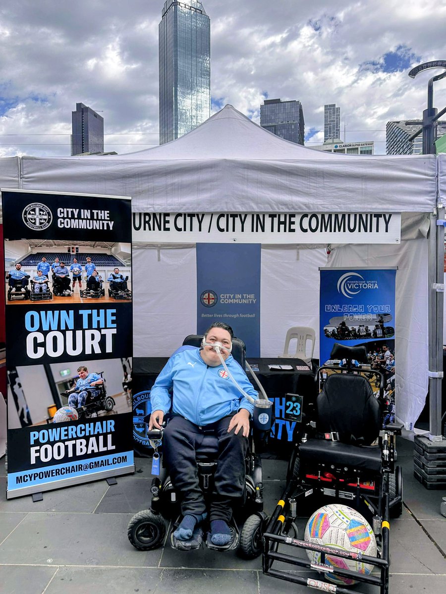 We're at the Victorian Disability Sport and Recreation Festival today! Come and say hi and learn about #PowerchairFootball 👋

⏰ 10am to 2pm
📍 Crown Riverwalk, Southbank