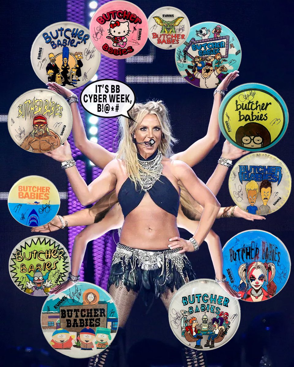 ButcherBabies's tweet image. Today is the LAST DAY of Cyber Week ⚡️ with 20% off ALL memorabilia with code: CYBERBB20

Signed stage &amp;amp; album played cymbals, drum heads, retired microphones (still in great condition), amps, stage wear, pedals, and soooooo much more!

ButcherBabiesMerch.com