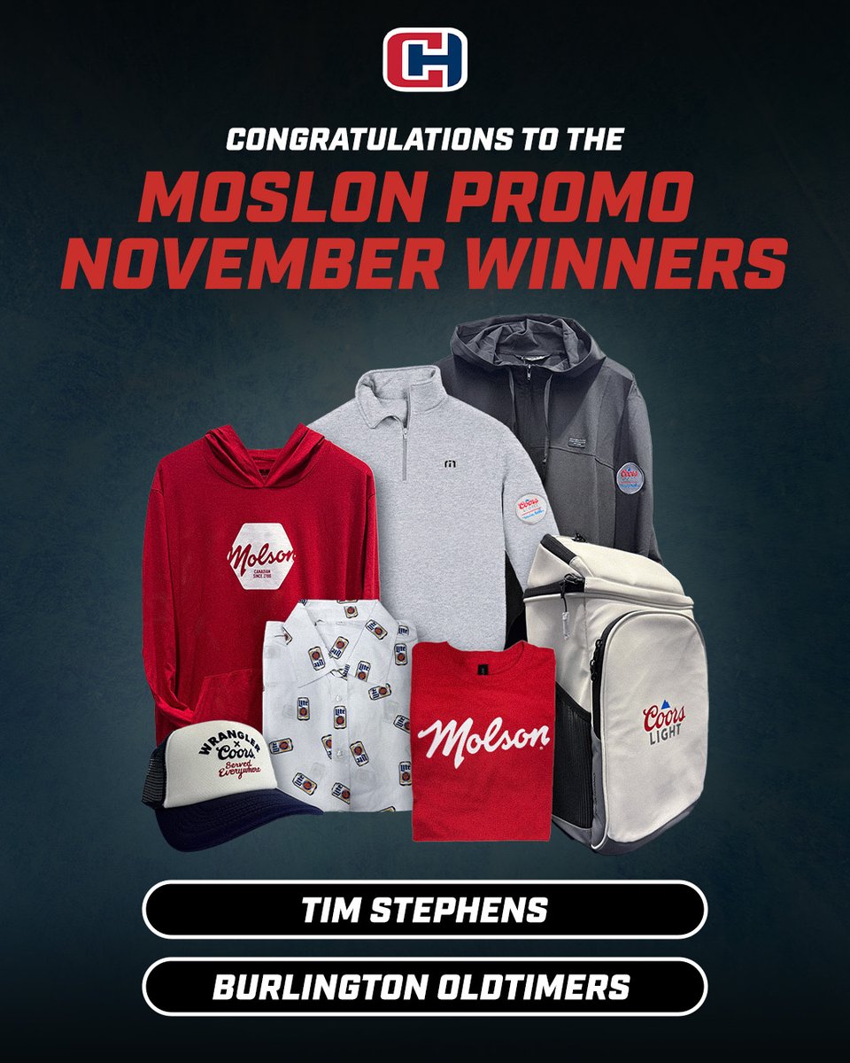 CARHAHockey's tweet image. Congratulations to our November Molson Promo Winners: Tim Stephens from Coquitlam, BC and Burlington Oldtimers Hockey Club from Burlington, ON!

#Molson #HockeyFans #CARHAHockey #WinWithMolson