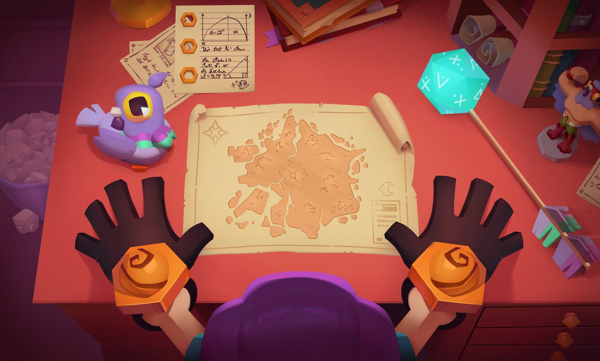 A desk, a  map and... a new path being charted!

But… to where? 🗺️👀 

D-8 📅 
#SparkGrove #IndieDev #GameDev