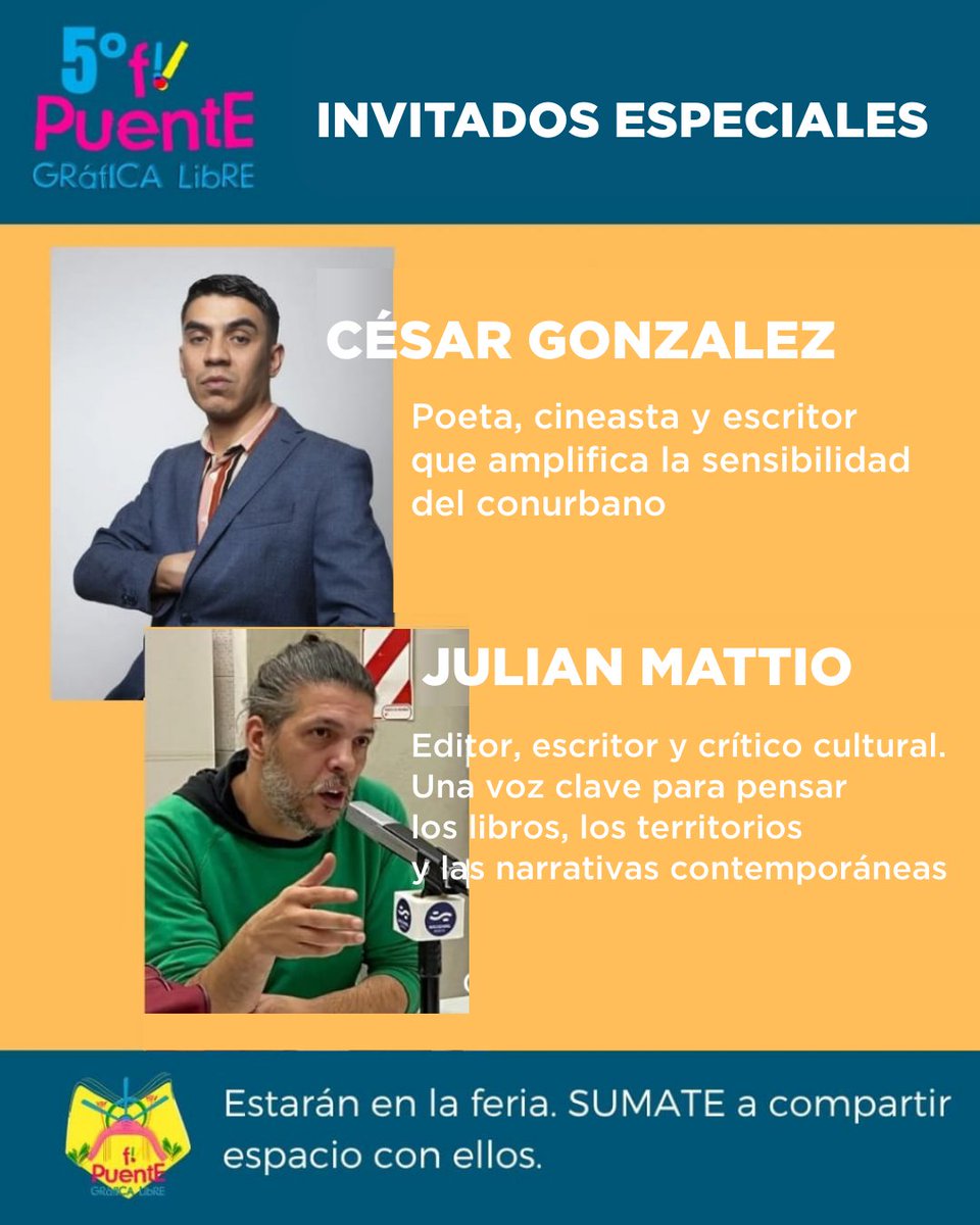 MerloGob's tweet photo. Te esperamos en la 5ta Feria Puente Gráfica Libre

🔹 Vení a disfrutar de proyectos editoriales independientes, autogestivos y experimentales

📅 Domingo 7/12, de 16 a 21 hs
📍 Parque Cultural de Padua, Av. Pte. Juan D. Perón 23850
🎟 Entrada libre y gratuita

#MerloGob https://t.co/fH2AEX6u3F
