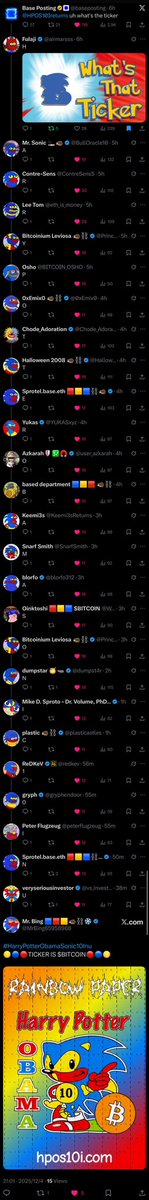 <a href="/MrBing65958968/">Mr. Bing 🟦🟥🟨🦔⛓️❄️</a> <a href="/vs_investor/">veryseriousinvestor</a> <a href="/SprotelBitcoin/">Sprotel.base.eth 🟥🟨🟦⛓️🦔</a> <a href="/peterflugzeug/">Peter Flugzeug</a> <a href="/gryphendoor/">gryph</a> <a href="/redkev/">ReDKeV</a> <a href="/plasticastles/">plastic 🦔⛓️</a> <a href="/SolumSursum/">Mike D. Sproto - Dr. Volume, PhD 👨‍🏫</a> <a href="/dumpst4r/">dumpstar 🍯🦡</a> <a href="/PrinceVajeeta/">Bitcoinium Leviosa 🦔⛓️</a> <a href="/WovenDissent/">Oinktoshi 🟥🟨🟦 $BITCOIN</a> <a href="/blorfo312/">blorfo</a> <a href="/SnarfSmith/">Snarf Smith</a> <a href="/Keemi3sReturns/">Keemi3s</a> <a href="/sodom_itt/">based department 🟦🟨🟥 🦔⛓️</a> <a href="/user_azkarah/">Azkarah🛡️💹🧲</a> <a href="/YUKASxyz/">Yukas</a> <a href="/HalloweenIn2008/">Halloween 2008 🦔⛓️</a> <a href="/Chode_Adoration/">Chode_Adoration</a> <a href="/0xEmix0/">0xEmix0 🦔⛓️</a> <a href="/BITCOIN_OSHO/">Osho</a> <a href="/eth_is_money/">Lee Tom</a> <a href="/ContreSens5/">Contre-Sens</a> <a href="/BullOracle10/">Mr. Sonic 🚬🦔</a> <a href="/baseposting/">Base Posting</a> <a href="/HPOS10Ireturns/">HPOS10I</a> 🟦🟥🟨 <a href="/baseposting/">Base Posting</a>