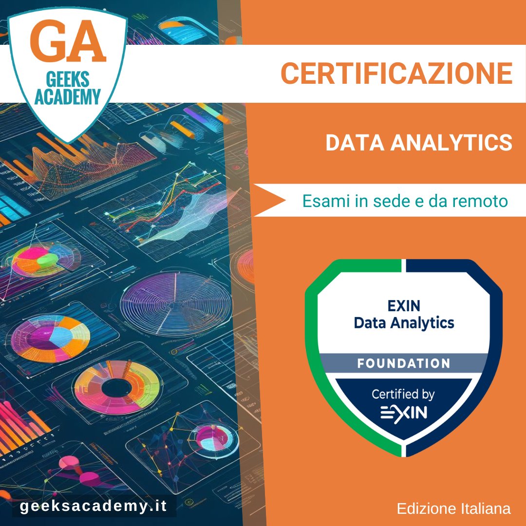 GeeksAcademyEu's tweet image. Siamo orgogliosi di essere i 𝗽𝗿𝗶𝗺𝗶 𝗶𝗻 𝗜𝘁𝗮𝗹𝗶𝗮 🇮🇹 ad offrire la #certificazione internazionale in #DataAnalytics. Prossima partenza: Ottobre 2025 | Live Online Edition,classi di massimo 12 studenti. L&apos;esame è con noi in sede e da remoto.