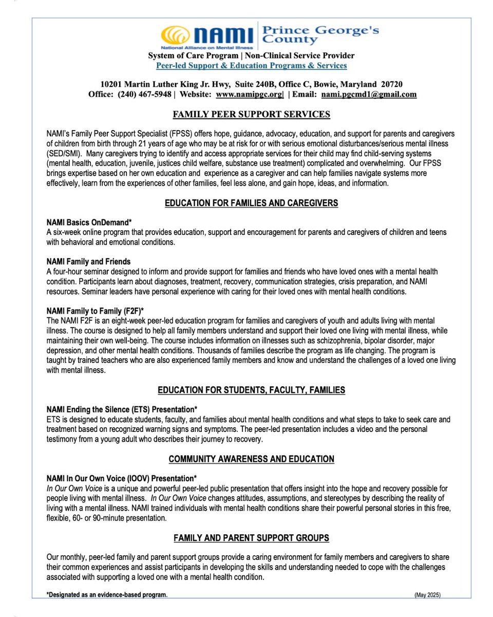 Parents &amp; caregivers: want tools to better support your child’s mental health?
Try NAMI Basics OnDemand, Family &amp; Friends, and Family-to-Family - ALL free, peer-led programs. 💚
Learn more: namipgc.org
#FamilySupport #MentalHealthMatters