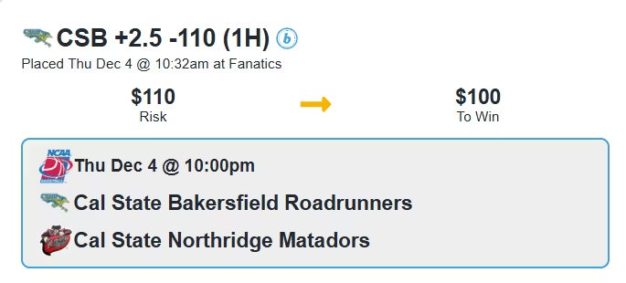 SharpHalftmeCBB's tweet image. 🏀 CBB

1H CS Bakersfield +2.5

HIT ❤️ IF TAILING