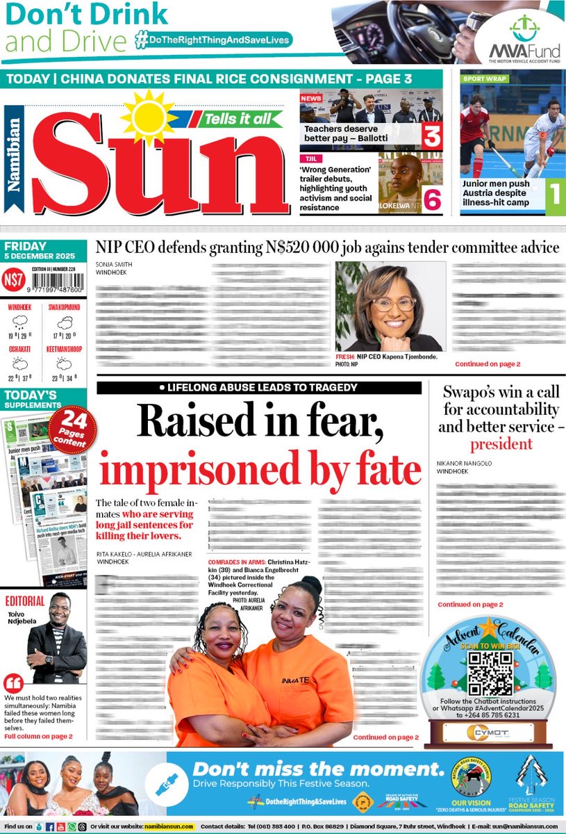 namibiansun's tweet photo. Friday news! https://t.co/dlKlOMsRvN