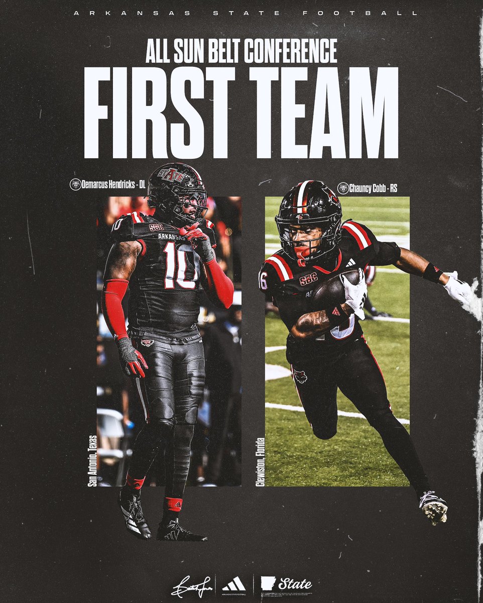 AStateFB's tweet image. 𝔸𝕝𝕝 𝕊𝕦𝕟 𝔹𝕖𝕝𝕥 ℂ𝕠𝕟𝕗𝕖𝕣𝕖𝕟𝕔𝕖 𝔽𝕚𝕣𝕤𝕥 𝕋𝕖𝕒𝕞

Demarcus Hendricks - DL
Chauncy Cobb - RS

#WolvesUp🐺 I #PoundTheRock🪨🔨