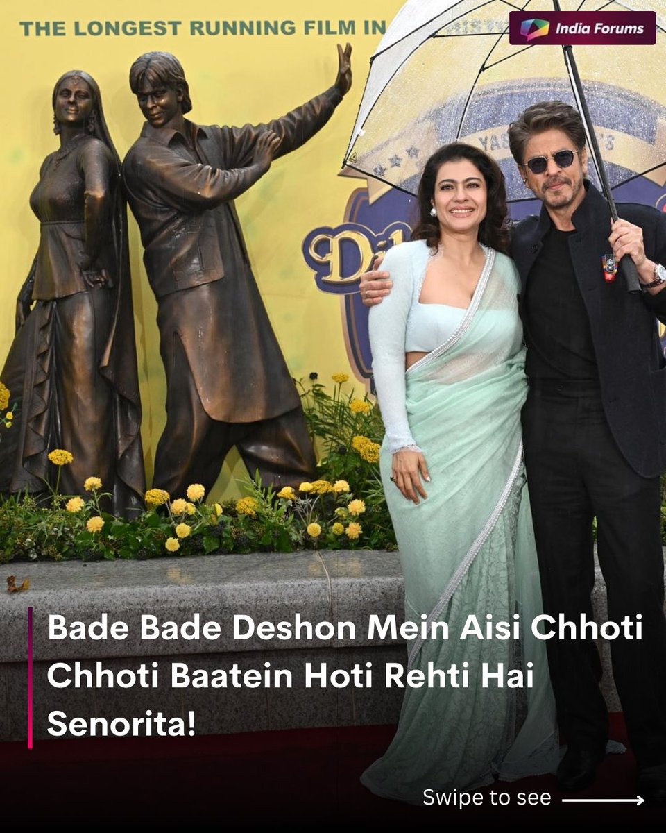 indiaforums's tweet photo. Shah Rukh Khan & Kajol mark the 30 years of DDLJ at Leicester Square in London 🤩
.
.
#30YearsOfDDLJ #SRKAndKajol #RajAndSimran #IF #IndiaForums https://t.co/VrOpyJrfM7