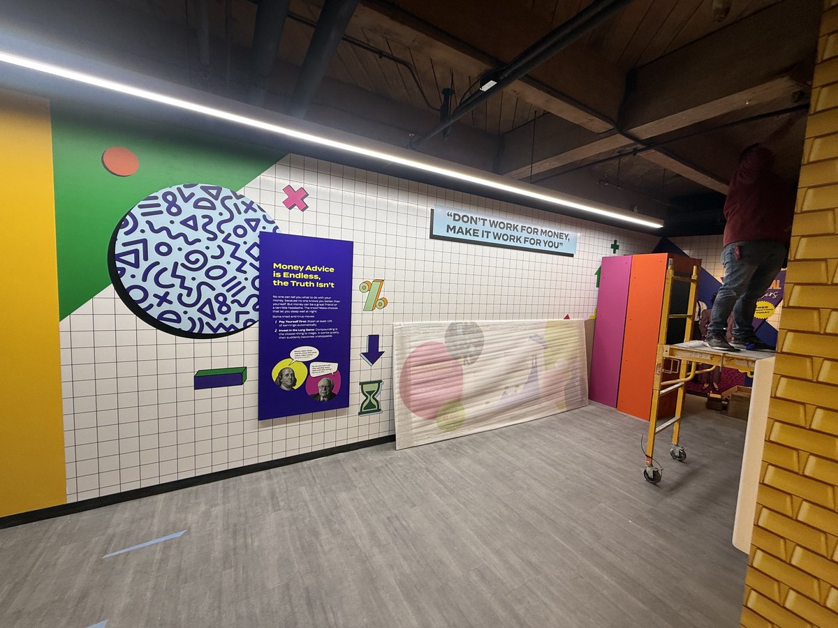 CorpInstall's tweet photo. These retro murals transformed the space with a vibrant, nostalgic vibe that’s impossible to ignore. Bright colors and personality galore.

#installation #officegraphics #wallmurals #wallpaper #graphicinstallations #graphicdesign #wedocoolstuff #awesome #CorporateInstallations https://t.co/GJs6PpULZK