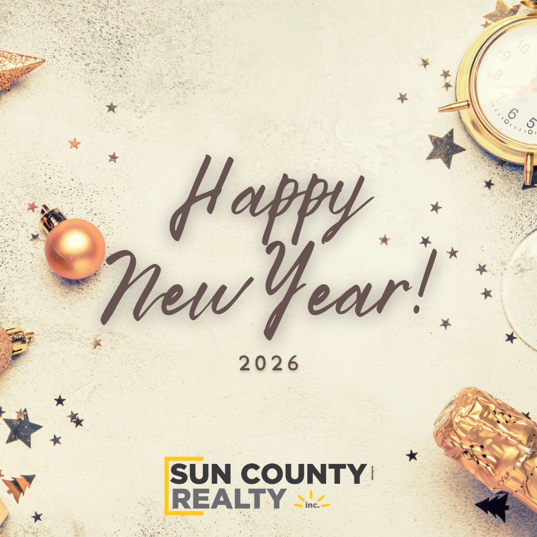 SunCountyRealty's tweet image. ✨ Happy New Year 2026! ✨

From all of us at Sun County Realty Inc., we wish you a year filled with new opportunities, joy, and success.

Thank you for your continued trust and support — we look forward to serving you in 2026! 🥂🌟

Cheers to a bright and exciting year ahead! 🎉