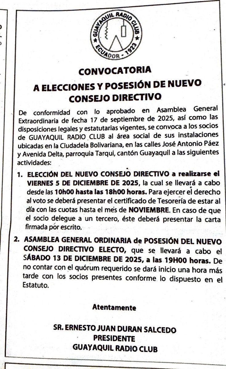 Guayaquil Radio Club tweet media