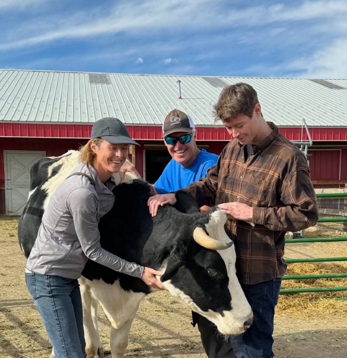 Me and my vegan family petting a cow happy we don’t pay for her sisters to be slaughtered.