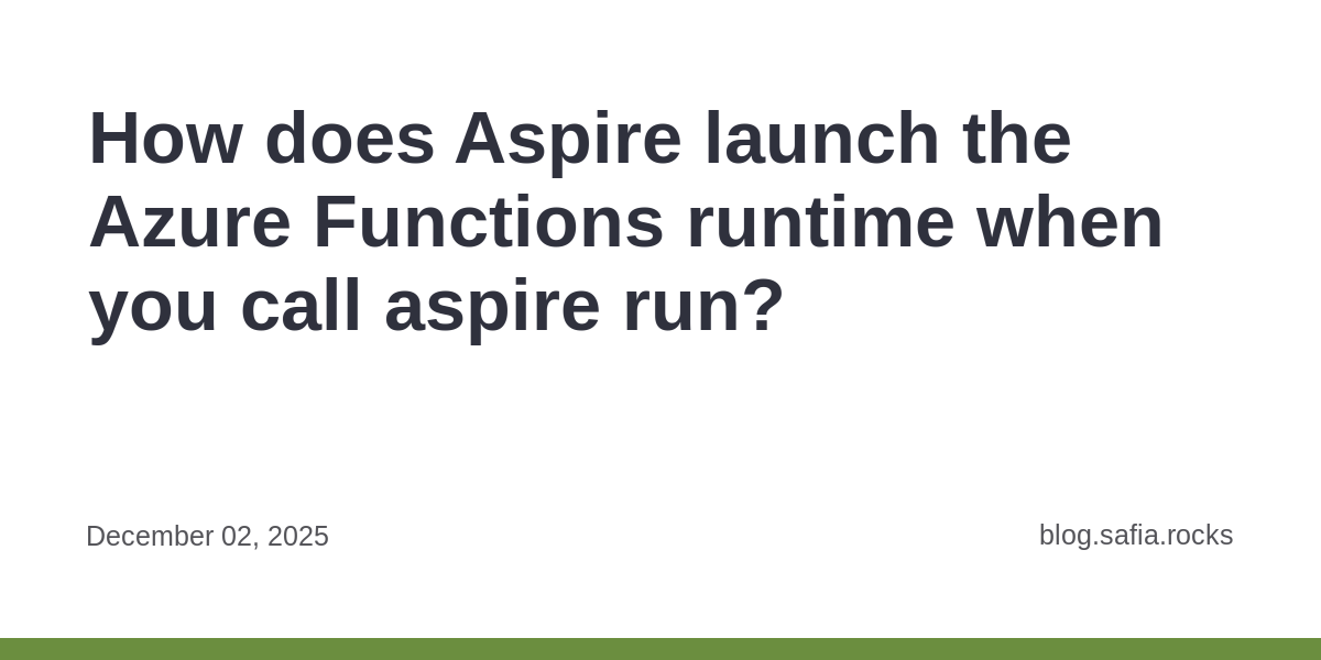 >  How does Aspire launch the Azure Functions runtime when you call aspire run? dlvr.it/TPdYMf