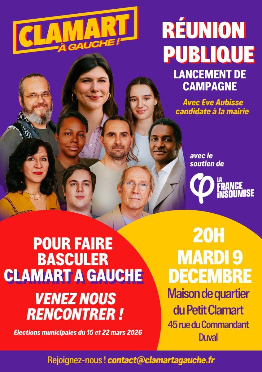 irreductibleclm's tweet photo. #RéunionPublique #ClamartAGauche #Muncipales2026

Entrée libre et gratuite à l'occasion du lancement de la campagne pour les élections municipales de mars 2026

Vous pouvez aussi vous inscrire ici : 
https://t.co/tcO44fmDV6

Au plaisir de vous y rencontrer !

#ALTisDone https://t.co/EK3XPPymx0