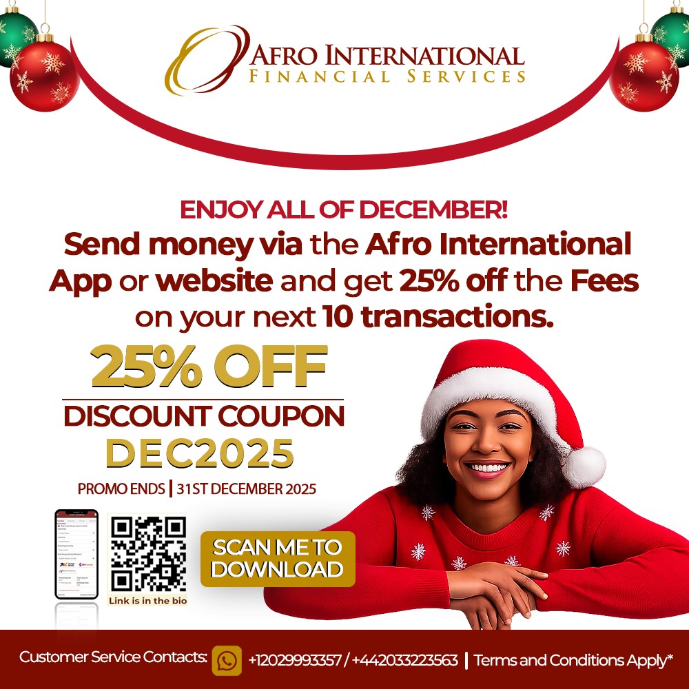 25% off Money Transfer Fees - 10 Transactions - mailchi.mp/afroint/25x10-… #SierraLeone