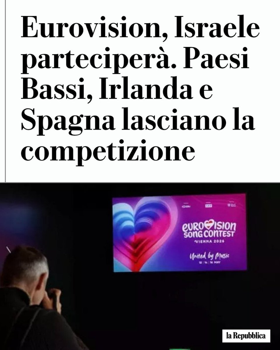 Una decisione giusta, che invitiamo anche i nostri rappresentanti a prendere. Non è solo spettacolo, l'#Eurovision, è anche politica, come tutto è politica. 

E dovrebbe essere impossibile per tutti rimanere fermi e in silenzio, fare finta di niente.