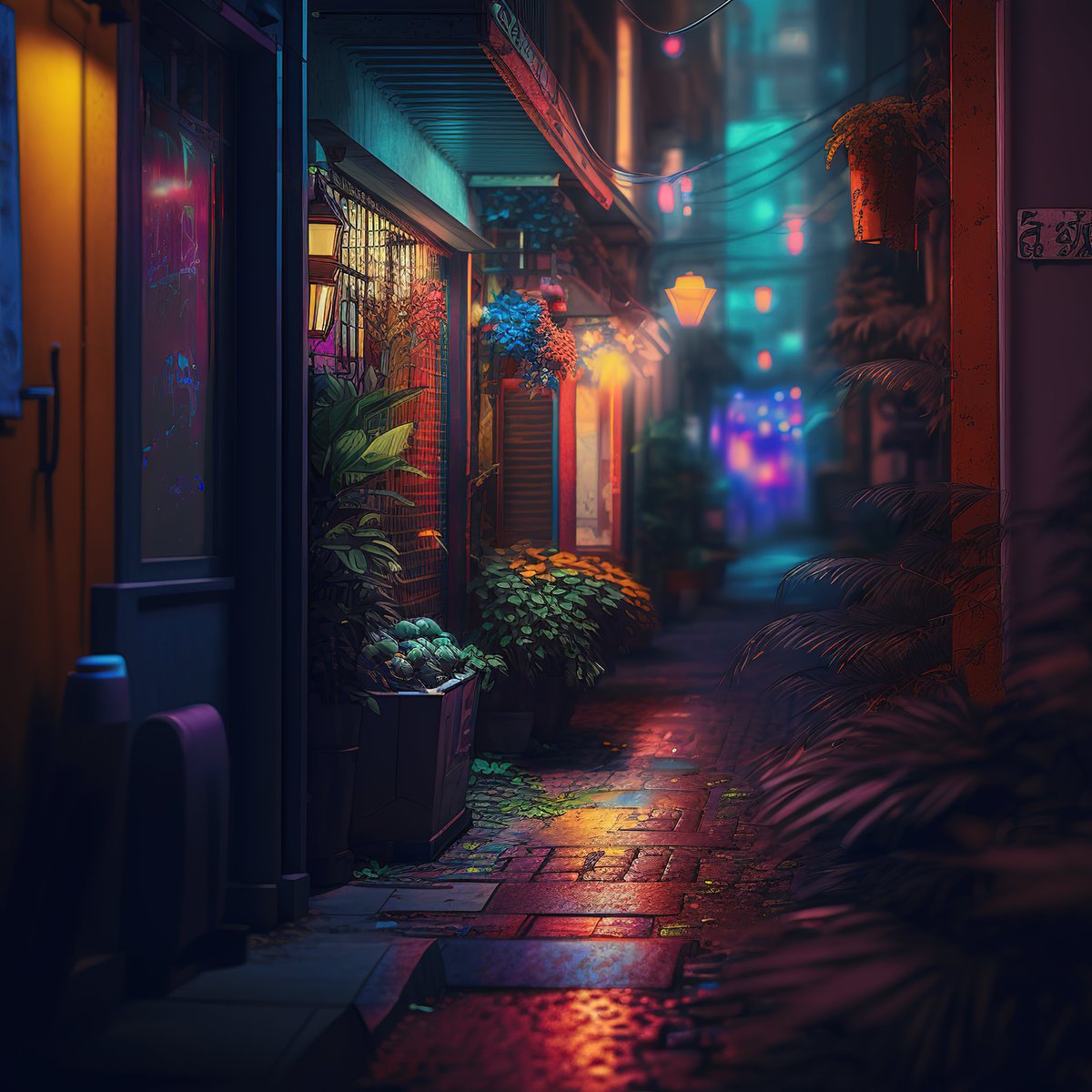 NoBanksNearby's tweet image. 9:15 PM - The glow from streetlights on wet cobblestones, saturated blues, and fiery reds. This alley whispers secrets, a moment of quiet anticipation before the night truly unfolds. Breathe it in.

#nftart #nftcommunity #digitalart #cryptoart #nftcollector #opensea…
