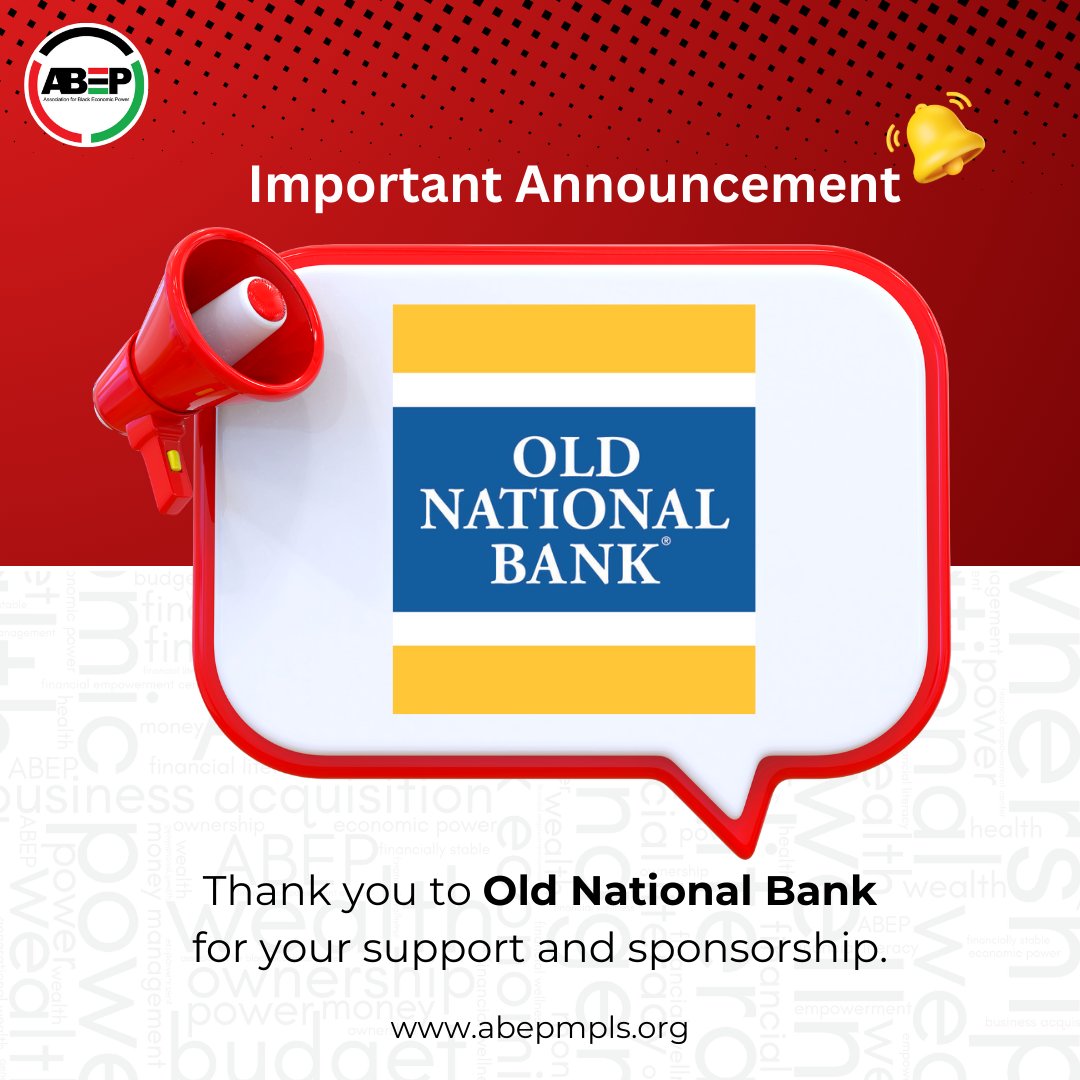 Thank you to <a href="/Old_National/">Old National Bank</a> for supporting and sponsoring CRA 101: Banks and Nonprofits Teaming Up for Community Change and helping move community focused financial partnerships forward.

#CRA101 #CommunityImpact #FinancialEmpowerment #NonprofitSupport #BankingForGood #ABEP