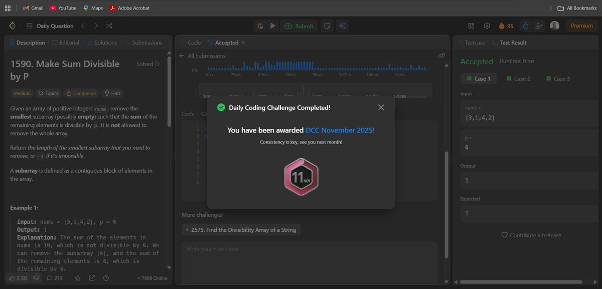 shakish15564's tweet photo. Operation 22: Build Better 🛠️
Day 6 of Week 22 🚀

Today's Progress ✅
- Solved LeetCode #1590
- Worked on the internship app
- Continued work on the SIH Problem Statement solution

#BuildBetter #LeetCode #InternshipDev #SIH2025 #CodeWithShakish https://t.co/9bdWpZZxZc