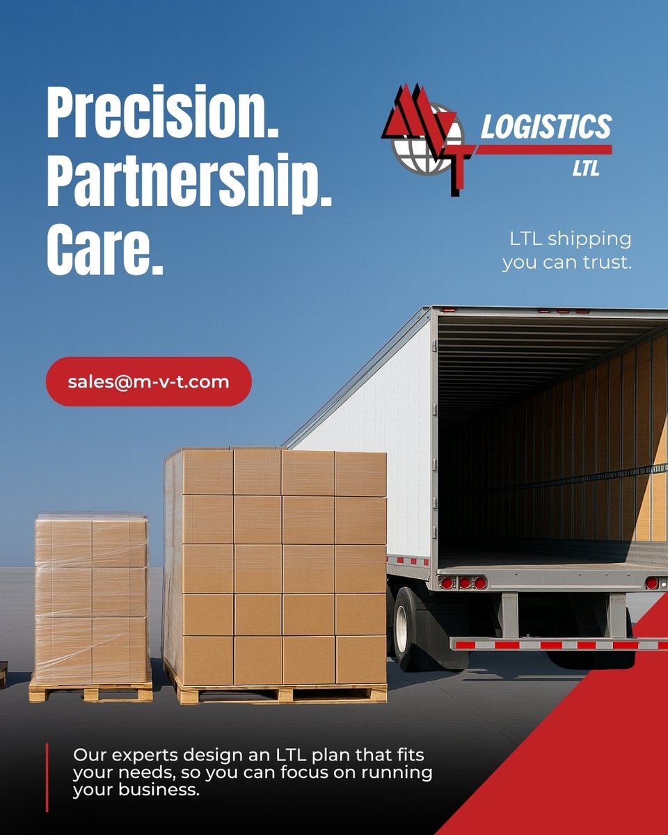 MVTServices's tweet image. Stop worrying about late shipments, hidden fees, and complicated logistics. Our experts design an LTL plan that fits your needs, so you can focus on running your business.

#MVT #PrecisionLTL #LogisticsSolutions #LTLShipping #SupplyChainExcellence #OnTimeDelivery