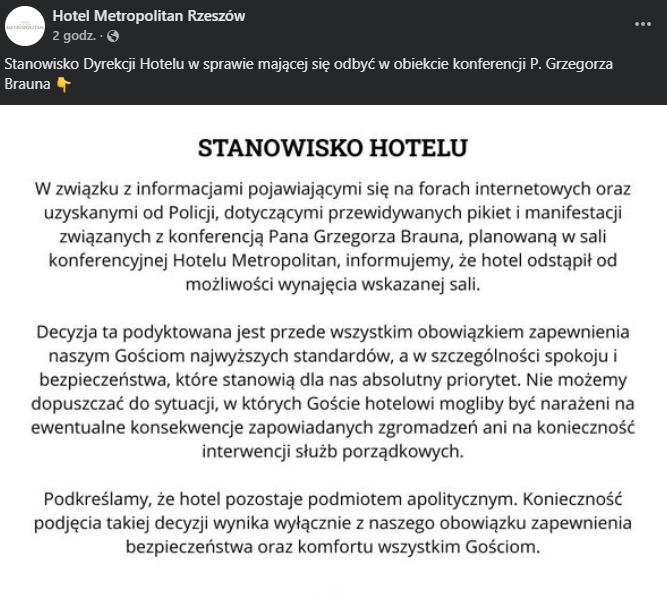 Odwołujemy możliwość zorganizowania wydarzenia przez polityka. Jesteśmy podmiotem apolitycznym. A ja jestem szczupły 🤡 Ofc możliwość komentowania na fb wyłączona pod akurat tym postem.