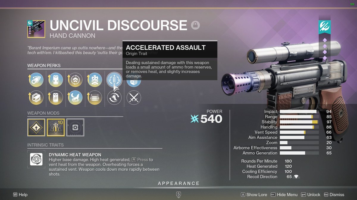 Is it not crazy that some guns just randomly have this origin trait as if it was a shiny??? Is there not a way to guarantee it? This one is OP😭