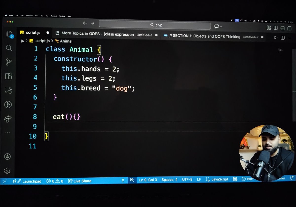 Day 58 of Cohort 2.0 — Advanced OOP in JavaScript?

Learned class expressions, how hoisting behaves with classes, inheritance using extends, and getter/setter for controlled property access. A great session for writing scalable JS!

Taught by <a href="/harshbhaiyaa/">Harsh Vandana Sharma</a>

#JavaScript #Frontend
