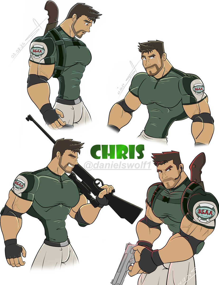DanielsWolf1's tweet image. I wanted to add a drawing just of him
I like how friendly he looks ^^

 #ChrisRedfiel #RE5 on my drawing style

#musclecharacter #character #originalcharacter #bAraart #baraartist #baraartwork #bara #muscled #muscular #muscles #male #maleanatomy #malebody #male #bodybuilder #flex