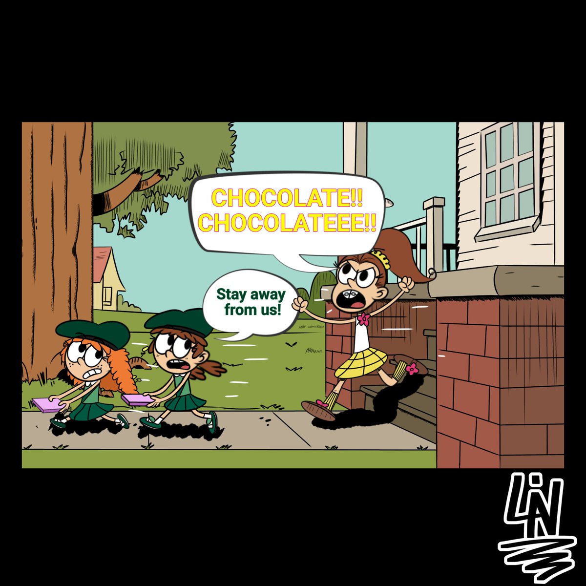 LinneausArt's tweet photo. Final page.

Don't worry, nobody got hurt in this story... 😅

In fact, Luan bought all the chocolate. 😋🍫

#TheLoudHouse #LuanLoud
#TheLoudHouseFanart #digitalart #MyArt https://t.co/FqjcSAFFnK