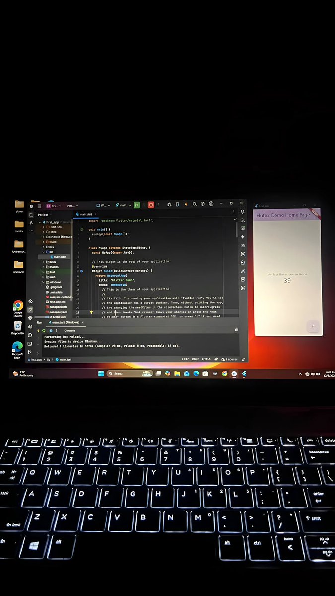 itsn8thedev's tweet image. Day 1 of my Flutter journey 👨‍💻
Finally got everything installed and I’m diving in.
Big shoutout to the real ones who support ,especially my friend who trusted me with her laptop when mine crashed. Grateful for the people around me.💙

#BuildingInPublic #FlutterDev #CodingLife…