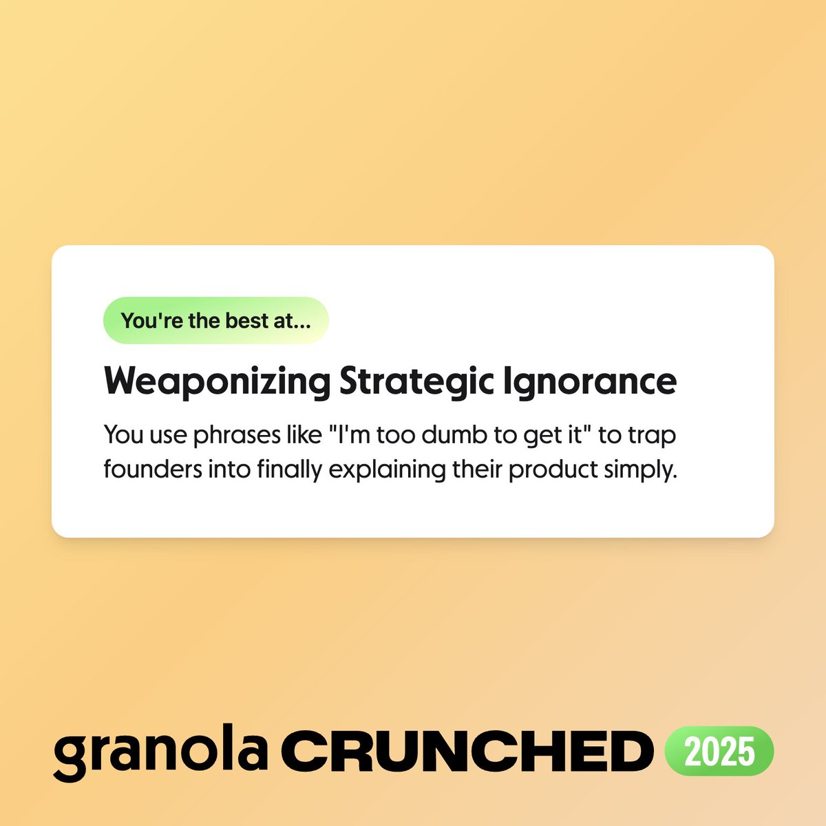 ettinger's tweet photo. the Wordsss experience:

forcing technical geniuses to explain their life's work by asking one question: "What the fuck does that even mean?"

👏 @meetgranola https://t.co/lZiuDxvPeK