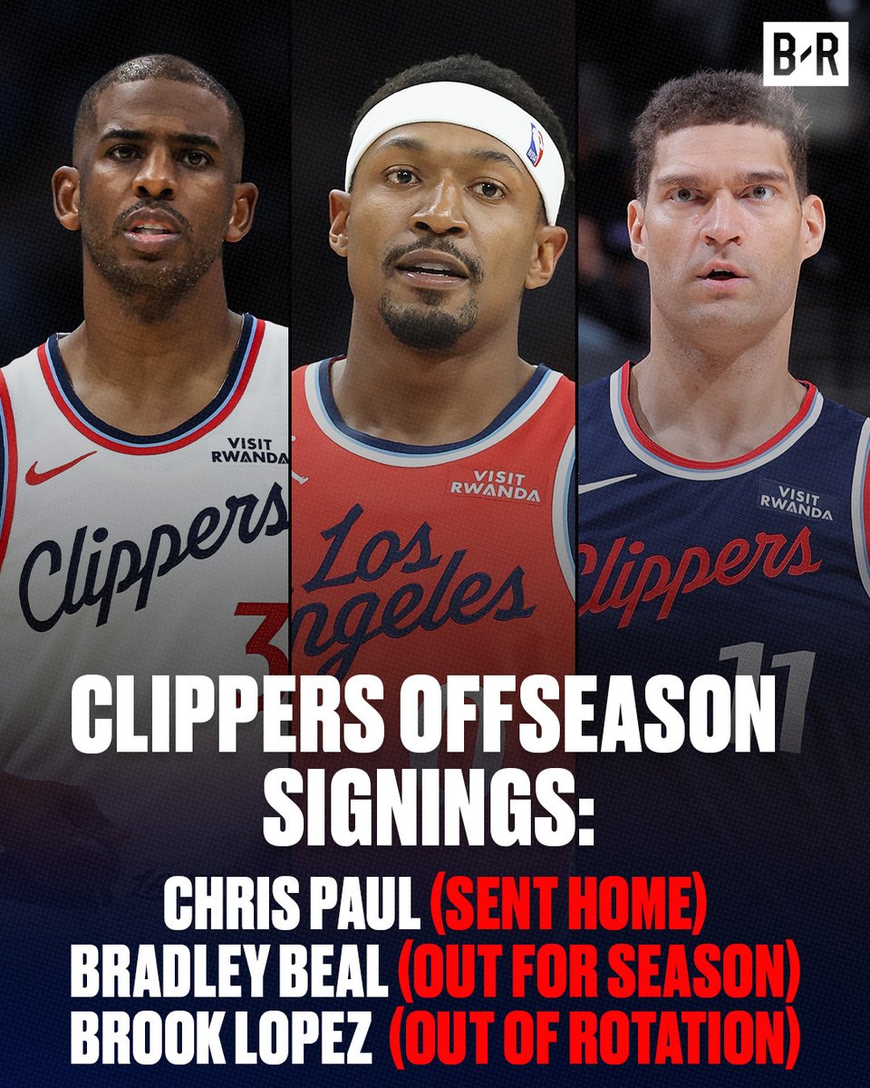 The Clippers added Chris Paul (40), Bradley Beal (32), and Brook Lopez (37) over the summer

All 3 of the free-agent signings are no longer playing/out of the rotation 