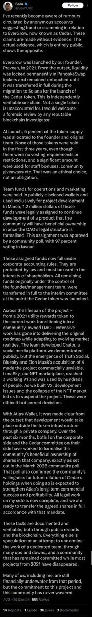 live4offrd's tweet image. Scammers like @SamCKx (CEO of @AtlasWallet) always love to misdirect and gaslight people into false narratives. There are tons of ways to commit fraud outside of stealing directly from the LP, like SafeMoon did.

Even Sam’s post here is fraught with deceit. He states that…