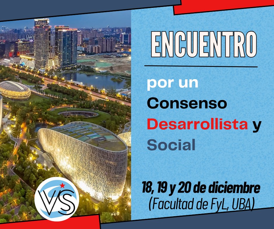 ViaSocialistaAr's tweet photo. 📣 Primer Encuentro por un Consenso Desarrollista y Social
📍 Facultad de Filosofía y Letras (UBA)
🗓️ 18, 19 y 20 de diciembre https://t.co/UxK2cFZiLB