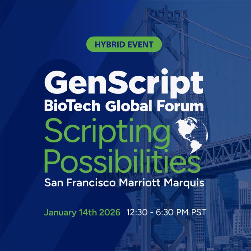 GenScript's tweet image. We’re excited to announce:
#GenScript Biotech Global Forum 2026 at JPM Week! 🧬

🗓️ Jan 14 | SF Marriott Marquis

Join the conversation:
bit.ly/3MgghSl

What do you want more clarity on as you write this year’s script?

#ScriptingPossibilities #Biotech #JPMWeek