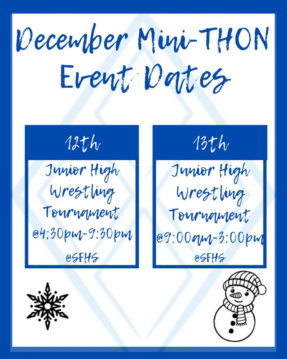 Here are our current upcoming events for December! Make sure to come out and support the kids! Have a great month! Stay tuned for any updates! #ftk💠