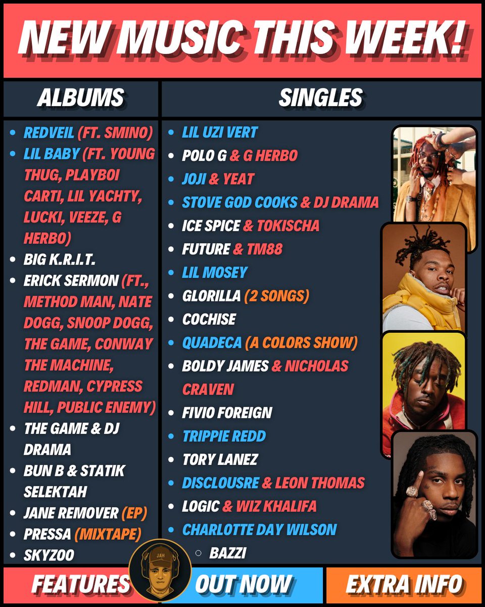 ALL THE NEW MUSIC DROPPING TONIGHT 🚨

Go bump that Redveil album, trust me.