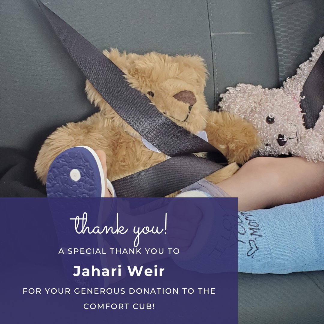 A special thank you to Jahari Weir for your generous donation to The Comfort Cub!

#thankful #TheComfortCub #hopeyoucanhold #teddybear #survivor #hope #hug #healing #brokenheart #mentalhealth
